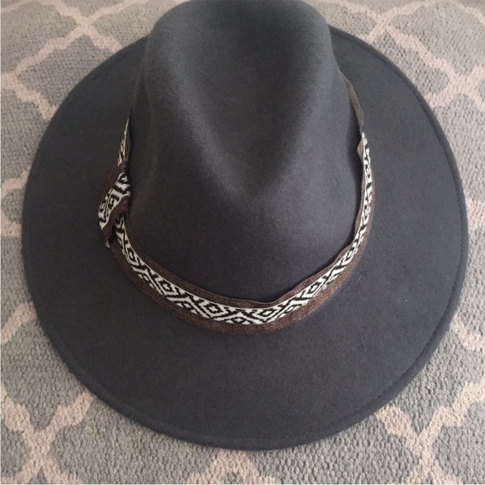 Dark Gray Hat with Decorative Trim